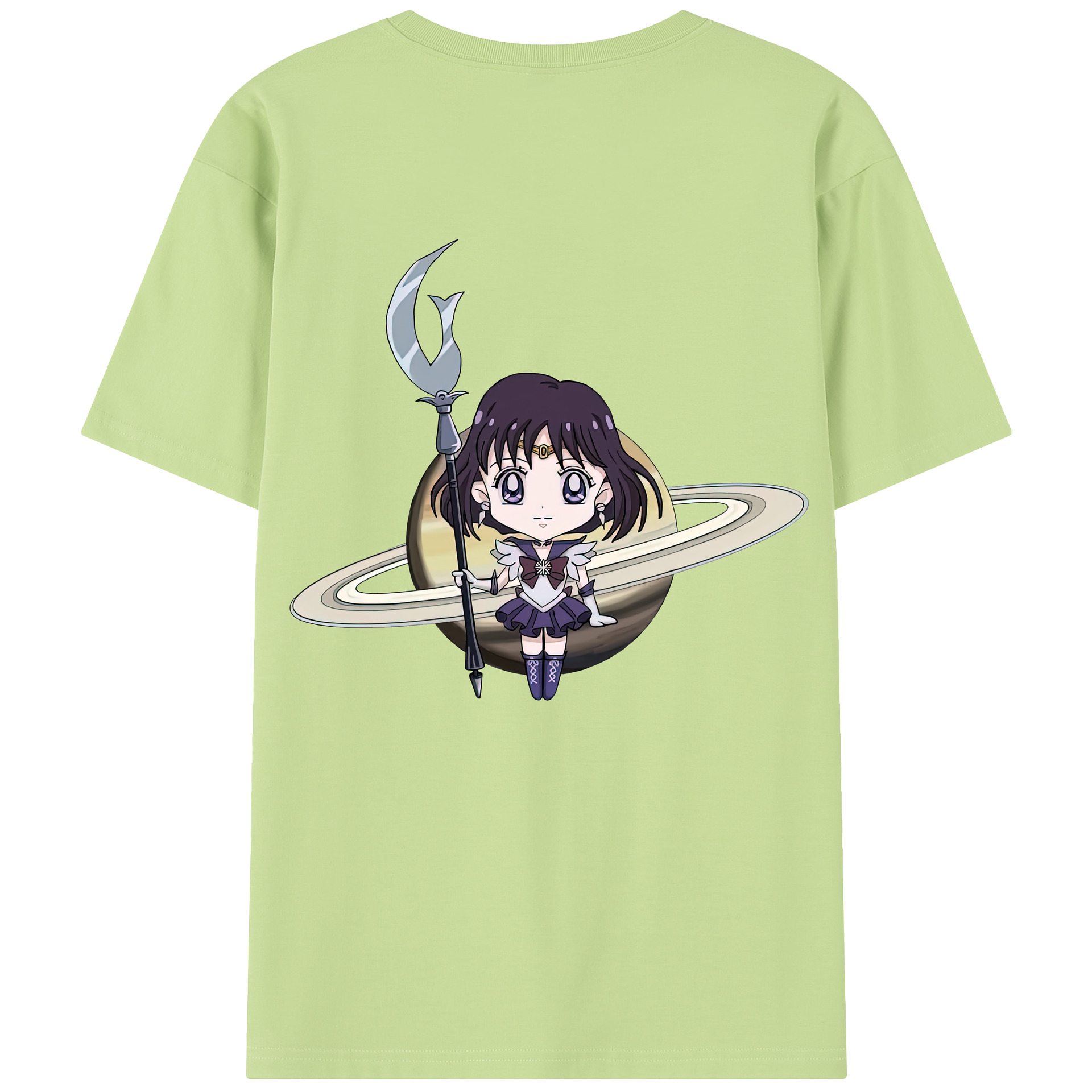 （画像用） 美少女戦士セーラームーン 土萠ほたる Sailor Moon Tomoe Hotaru （セーラーサターン；Sailor Saturn） 綿100％半袖Tシャツ（背面プリント）